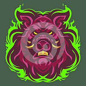 Wild boar head mascot logo