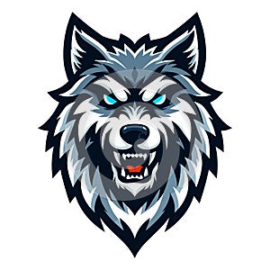 Wild brave animal wolf dog fox head face mascot design vector illustration, logo template isolated on white background