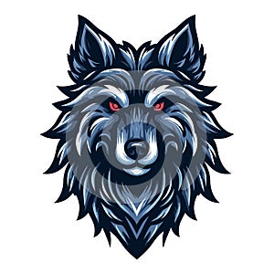 Wild brave animal wolf dog fox head face mascot design vector illustration, logo template isolated on white background