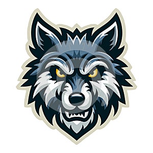 Wild brave animal wolf dog fox head face mascot design vector illustration, logo template isolated on white background