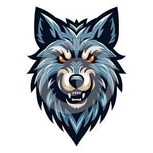 Wild brave animal wolf dog fox head face mascot design vector illustration, logo template isolated on white background