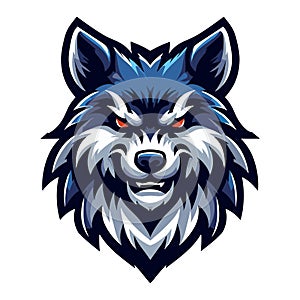 Wild brave animal wolf dog fox head face mascot design vector illustration, logo template isolated on white background