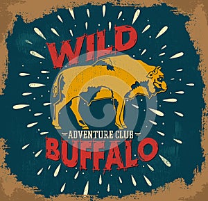 Wild Buffalo vector vintage emblem design