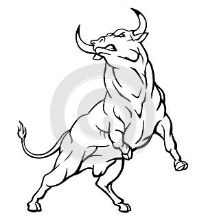 Wild Bull, Ink Line Art Illustration