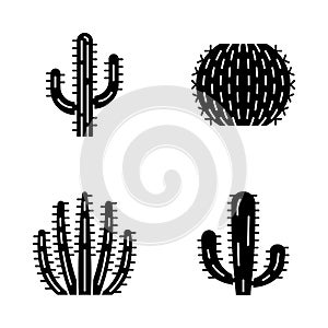 Wild cactus glyph icons set