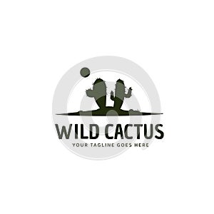 Wild cactus silhouette logo icon
