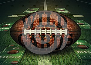 Wild Cards Embossed onto a Football positioned on the 50 yard Line