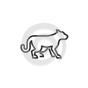 Wild cat side view line icon