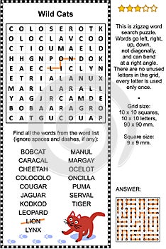 Wild cats word search puzzle