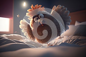 Wild Chicken Run: A Crazy Race on a Bed in a Bedroom