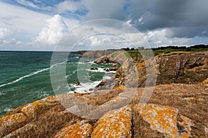 Wild coast of Ile d'Yeu in Vendee, France