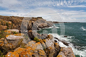 Wild coast of Ile d'Yeu in Vendee, France