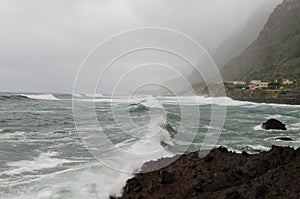 Wild coast of northern Madeira near SÃ£o Vicente, Portugal