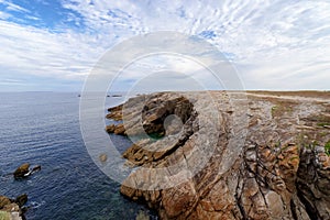 Wild coast of Quiberon in Morbihan coast