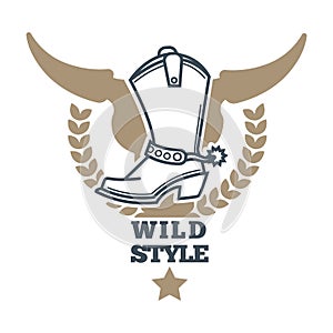 Wild cowboy style colorful logo icon on white