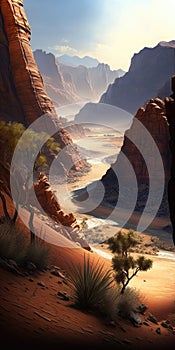 Wild Desert Canyon Rugged Beauty Mobile Wallpaper. Generative AI