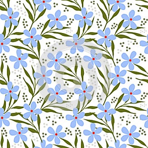 wild floral seamless pattern with leafs for natural background