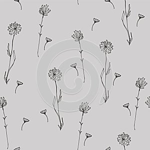 Wild flowers vector pattern