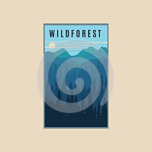 wild forest vintage poster vector illustration design nature background mountain design