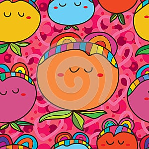 Wild fruit plant cute seamless pattern