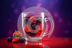 Wild fruit tea glass cup. Generate Ai