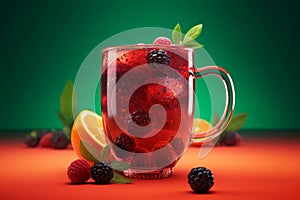 Wild fruit tea glass. Generate Ai