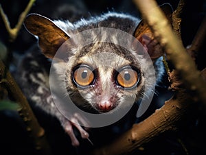 Wild Galago in the dark