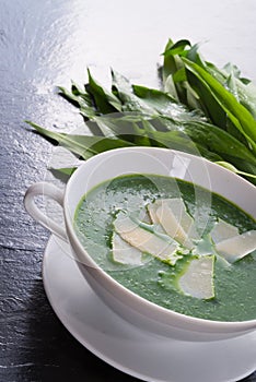 Wild garlic soup with Parmesan