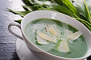 Wild garlic soup with Parmesan