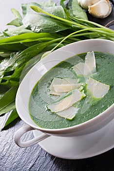 Wild garlic soup with Parmesan