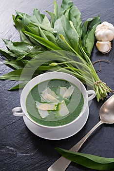 Wild garlic soup with Parmesan