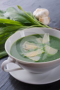 Wild garlic soup with Parmesan