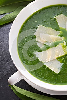 Wild garlic soup with Parmesan