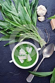 Wild garlic soup with parmesan