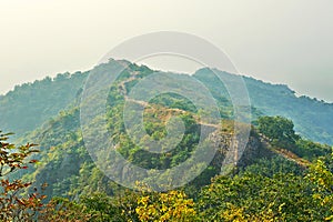 The wild Great Wall on the mountains