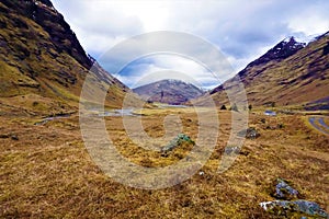 Wild highland view near Loch Achtriochtan, Glencoe photo