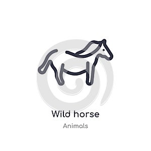 wild horse outline icon. isolated line vector illustration from animals collection. editable thin stroke wild horse icon on white