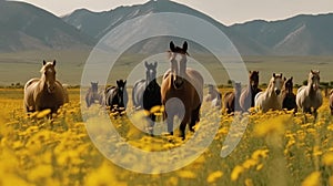 Wild Horses in a Field of Yellow