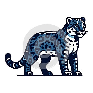 Wild jaguar leopard full body vector illustration, zoology illustration, animal predator big cat design template isolated on white