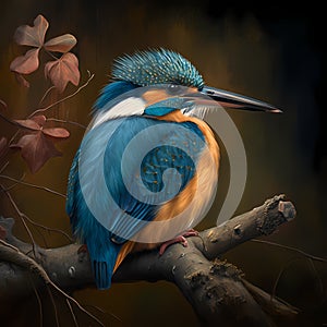 Wild Kingfishers At Rainforest. Generative AI