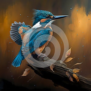 Wild Kingfishers At Rainforest. Generative AI