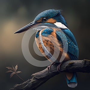 Wild Kingfishers At Rainforest. Generative AI