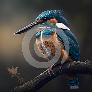 Wild Kingfishers At Rainforest. Generative AI