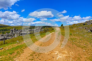 Wild landscape, hiking trail in Aveyron photo