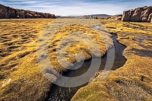 Wild landscape near the Black Lagoon in Eduardo Avaroa National Park, Bolivia