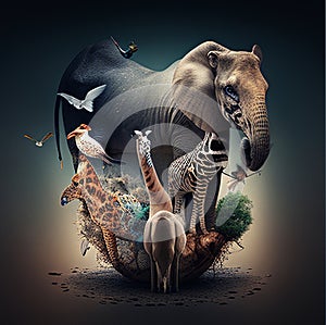 wild and large animal illustrations
