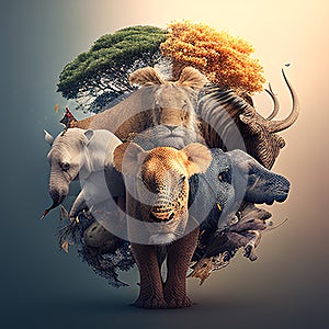 wild and large animal illustrations