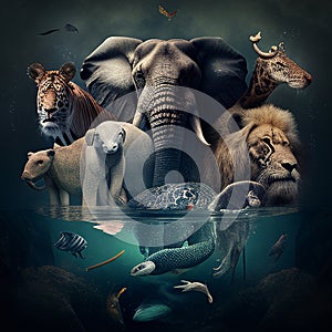 wild and large animal illustrations