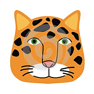 Wild leopard feline head animal icon