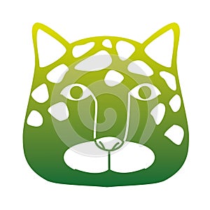 Wild leopard feline head green silhouette animal icon